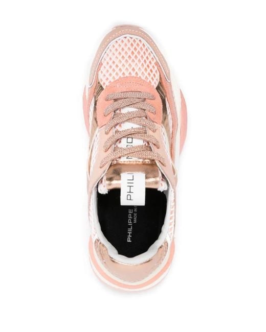 Philippe Model Pink Panelled-Design Sneakers