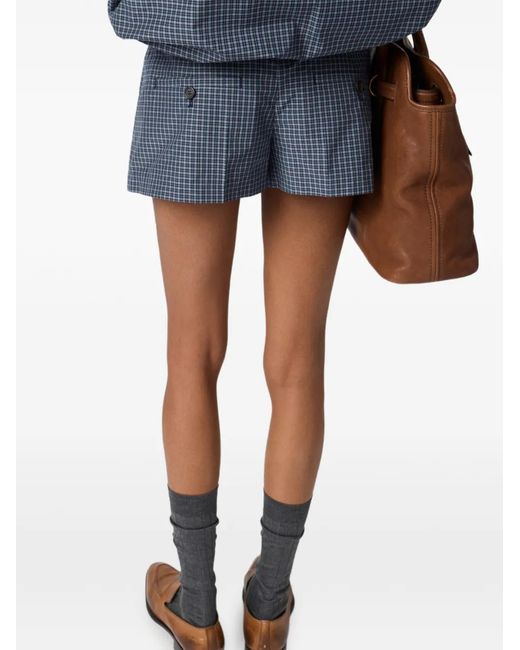 Miu Miu Blue Mini Check-Pattern Skort