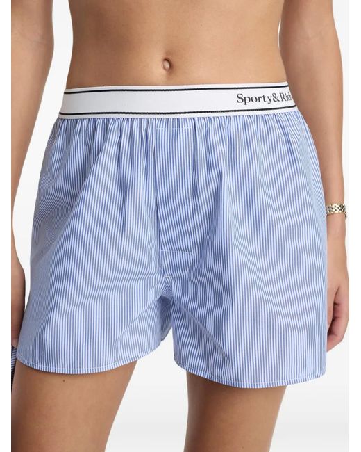 Sporty & Rich Blue Striped Waistband Shorts