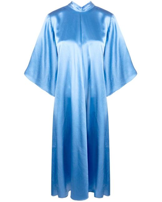 Forte Forte Blue Waterfall-sleeve Satin Dress