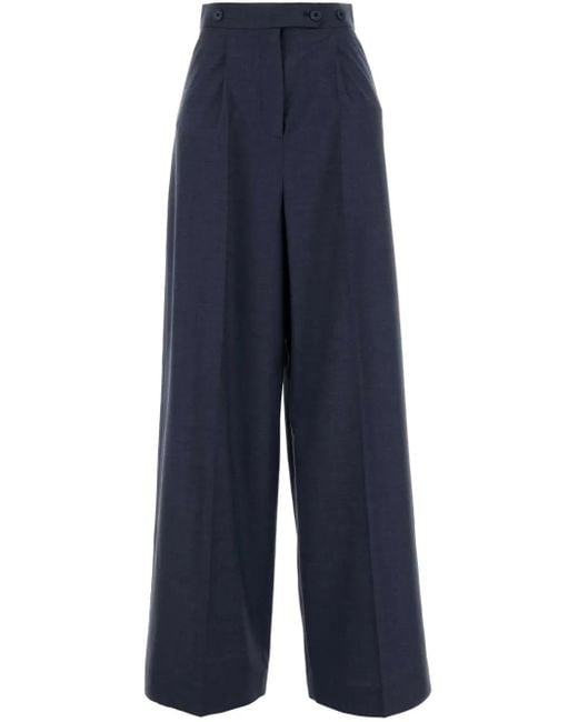Pantalones De Lana Con Cierre De Botón Givenchy de color Blue
