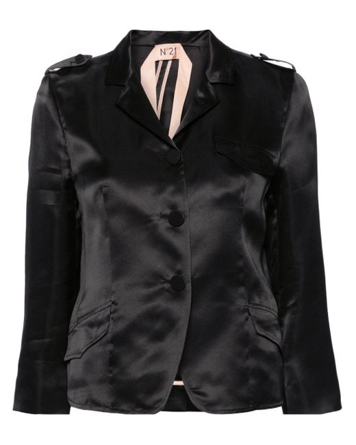 N°21 Black Single-breasted Satin Jacket