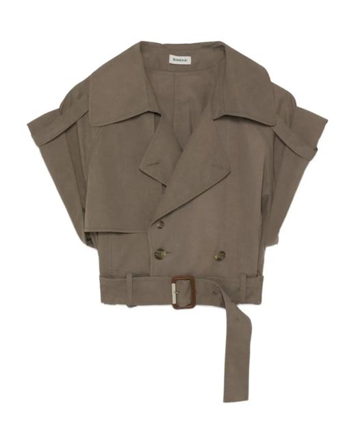 Jonathan Simkhai Gray Double-Breasted Short-Sleeved Top