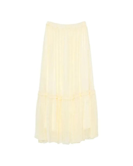 SOLOTRE White Tiered Ruffled Maxi Skirt