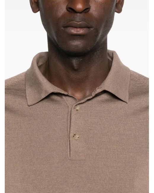 Boss Poloshirt Met Lange Mouwen En Knopen in het Brown voor heren