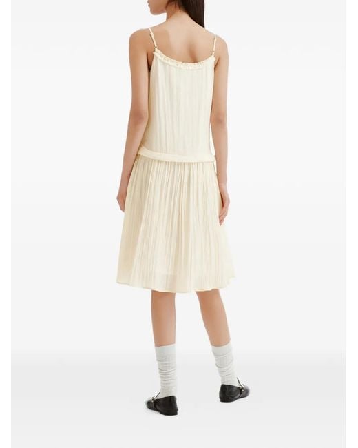B+ AB White Ruffled Pleated Mini Dress