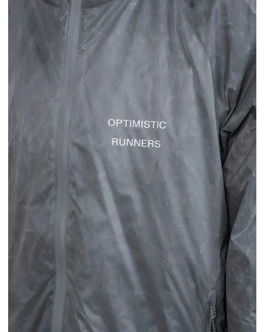 Optimistic Runners Gray Hooded Zip Jacket for men