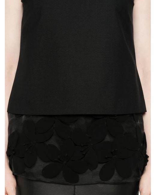 Liviana Conti Black Sleeveless Flower-Applique Blouse