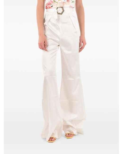 Philipp Plein Pink Buckle-Fastening Palazzo Pants