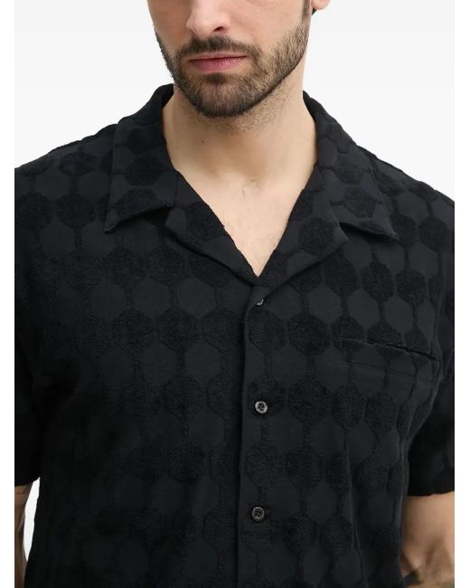 BALR Black Textured Geometric Shirt for men