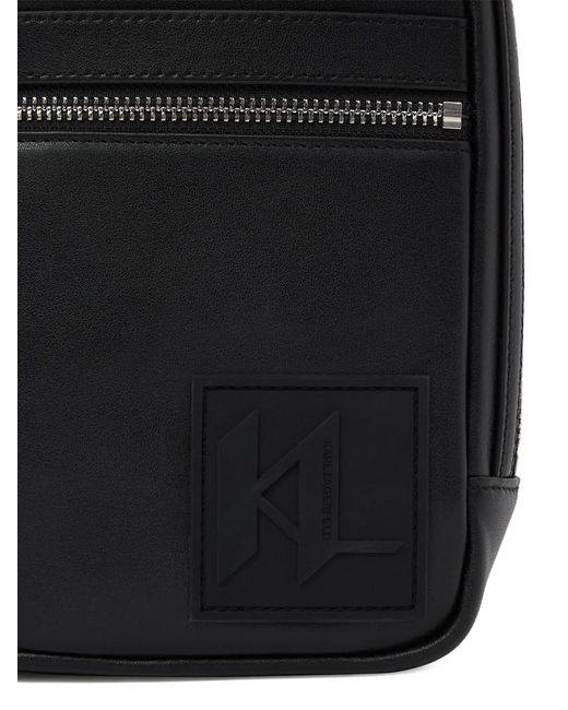 Karl Lagerfeld Black Logo-Patch Shoulder Bag for men