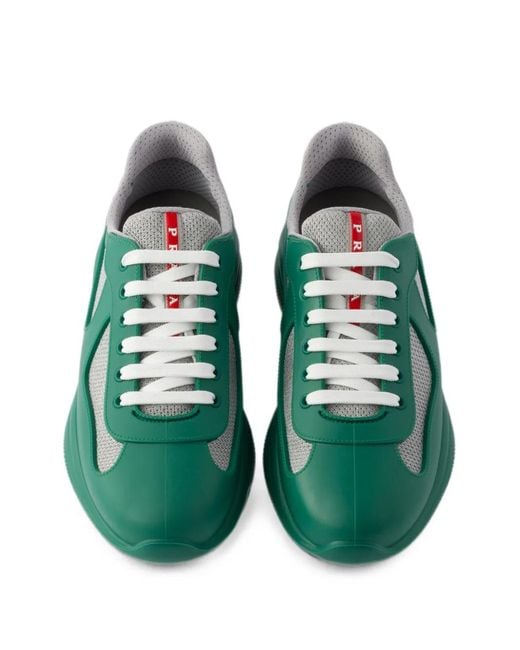 Prada Green America's Cup Soft Rubber And Bike Fabric Sneakers for men