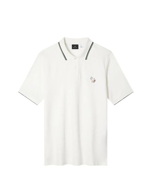 Mps White Embroidered-Logo Polo Shirt for men