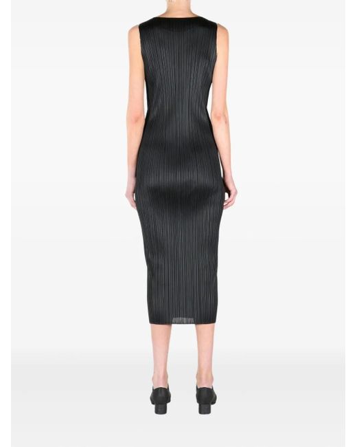 Pleats Please Issey Miyake Black Fitted Midi Dress