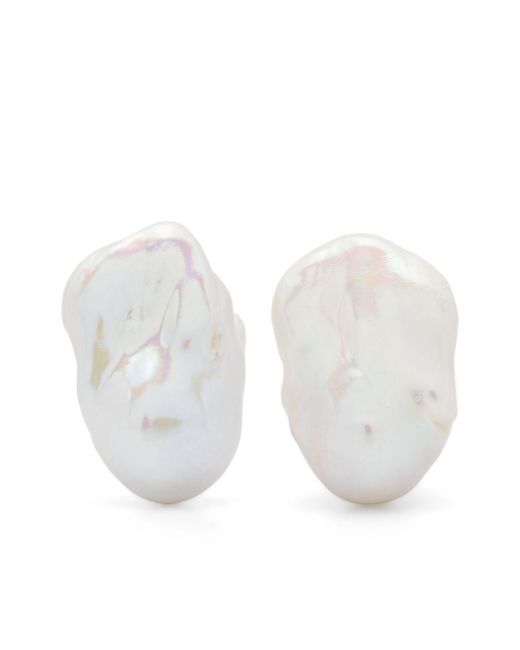 Monies White M24 Baroque-pearl Earrings