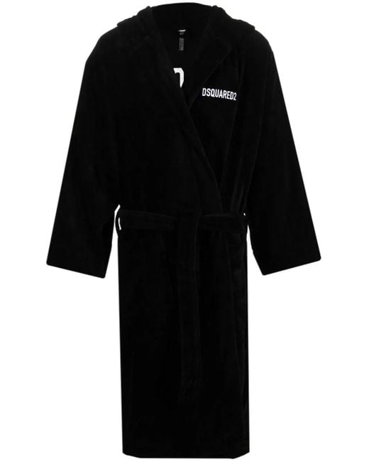 DSquared² Black Bademantel Mit Logo-Stickerei