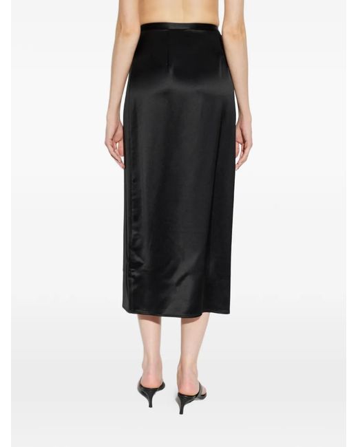 By Malene Birger Black Pacia Satin-Effect Midi Skirt