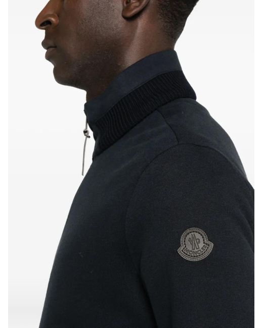 Moncler Black Zip-Up Logo-Patch Sweatshirt for men