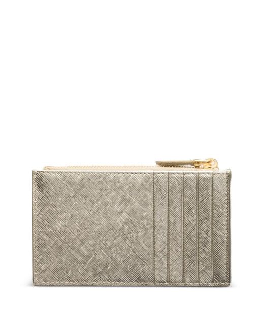 Prada Gray Logo Zip Wallet