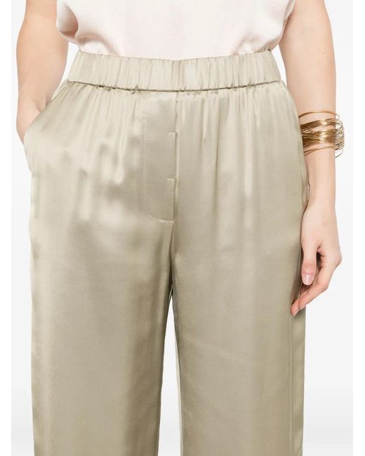 Peserico Natural Satin-Finish Turn-Up Trousers