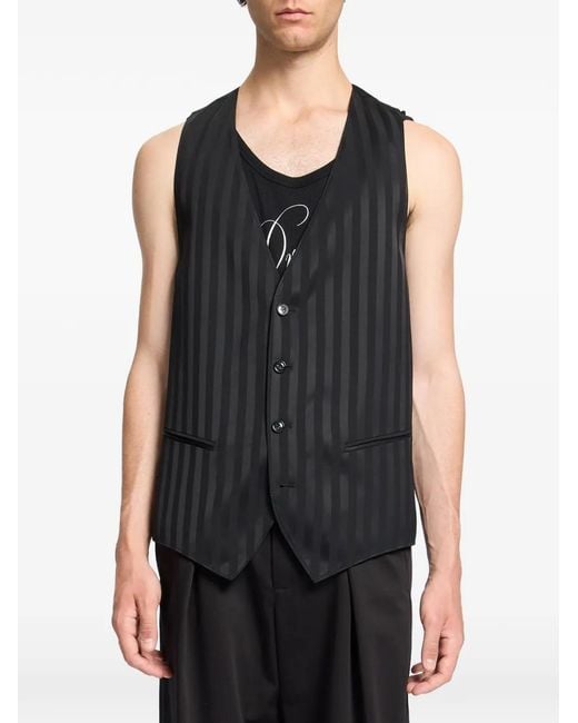 Ann Demeulemeester Black Juikko Striped Satin Waistcoat for men