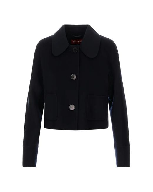 Max Mara Blue Round-Collar Single-Breasted Jacket