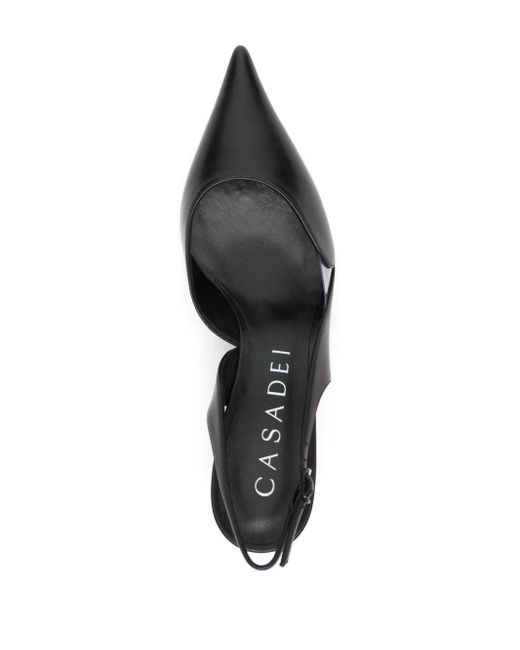 Casadei Black 70Mm Leather Pumps