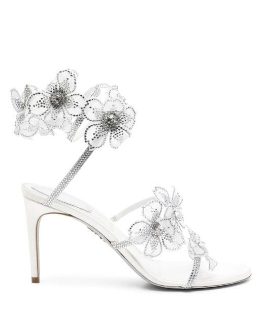 Rene Caovilla White 80Mm Floriane Sandals