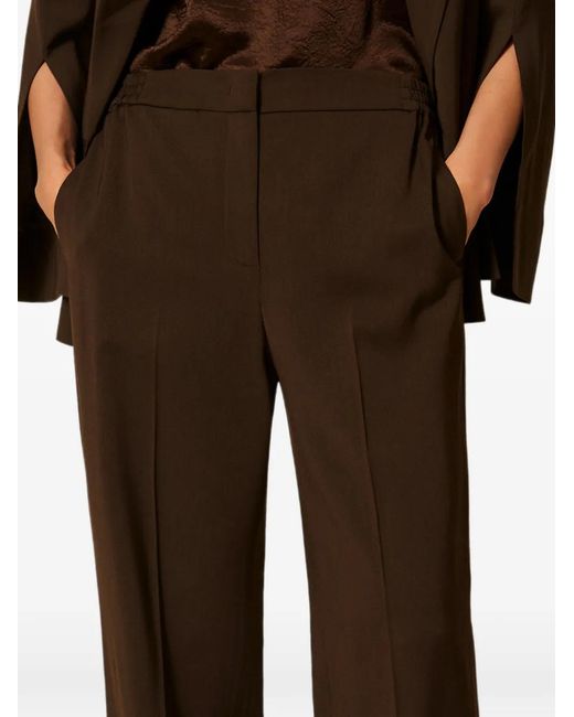 Twinset Brown Straight Twill Trousers With Pockets