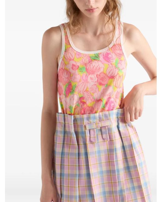 Prada Geribbelde Tanktop Met Logoprint in het Pink
