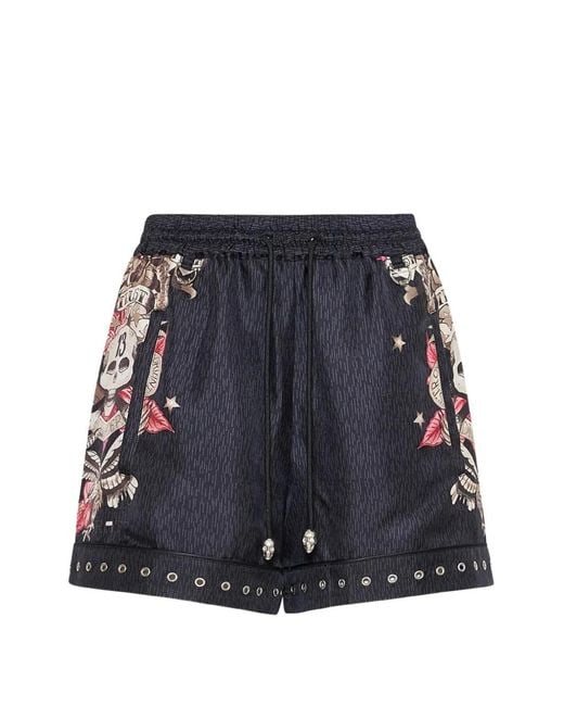 John Richmond Blue Floral-Print Shorts