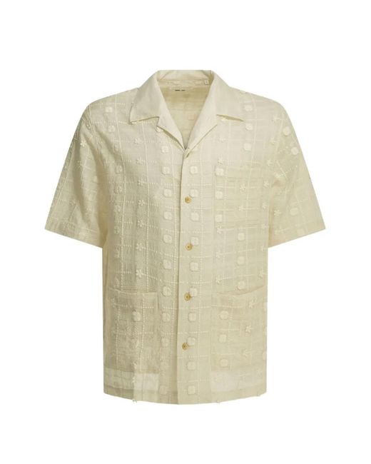 NN07 White Ben Embroidered Check-Pattern Shirt for men
