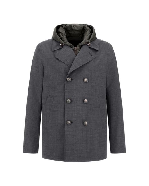 Herno Gray Manteau Croisé À Capuche for men