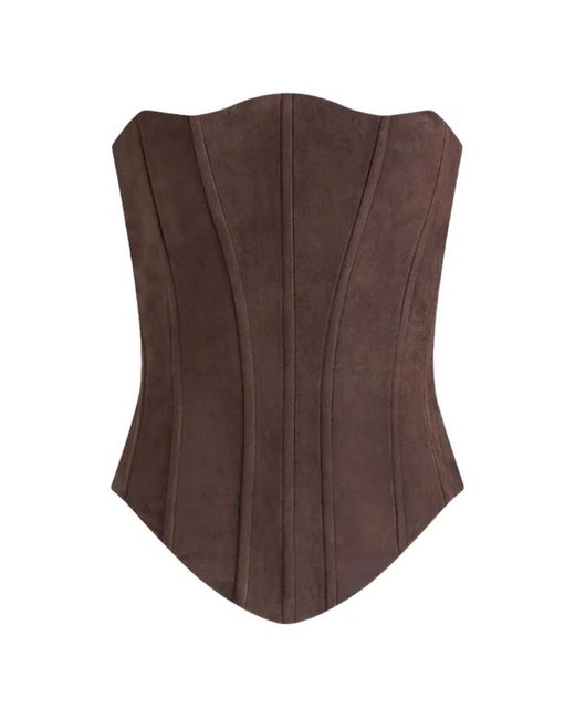 Manière De Voir Brown Scarlett Suede Lace Up Corset