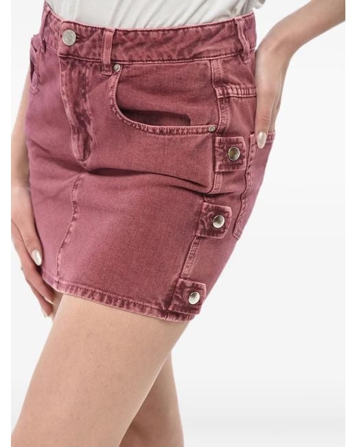 Isabel Marant Red Mini Side-Button Denim Skirt