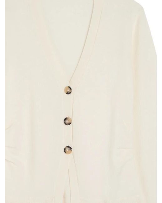 Veronica Beard White Buttoned V-Neck Cardigan