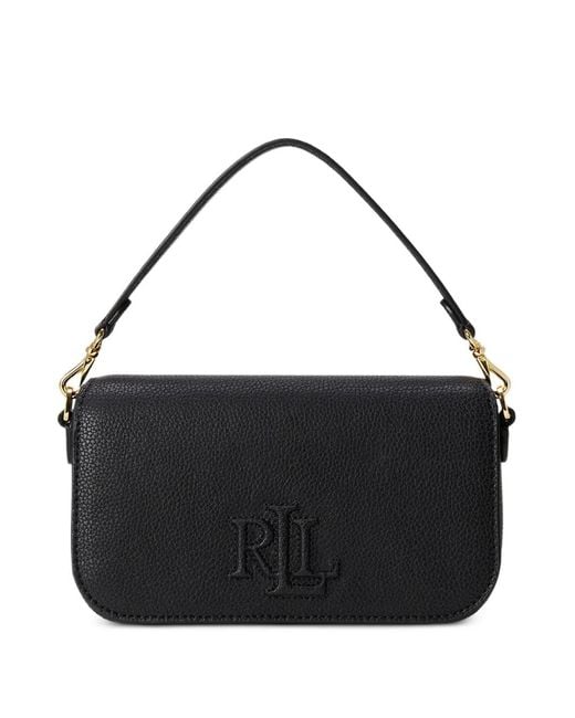 Ralph Lauren Black Embossed-Logo Shoulder Bag