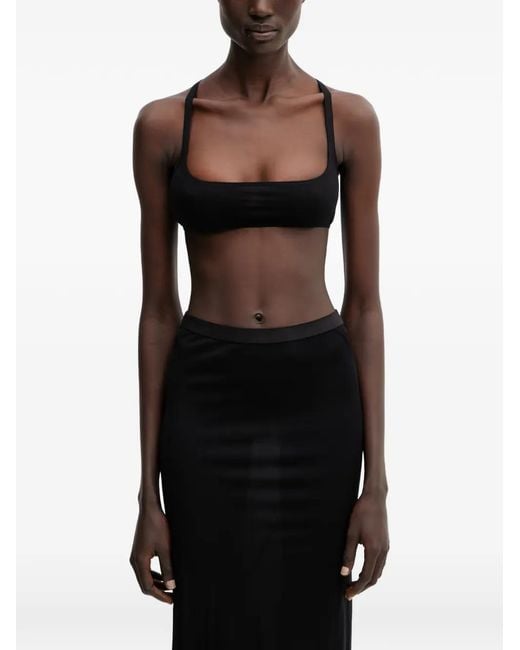 Rick Owens Black Scoop-Neck Racerback Top