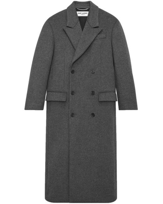 Manteau en laine à boutonnière croisée Saint Laurent pour homme en coloris Gray