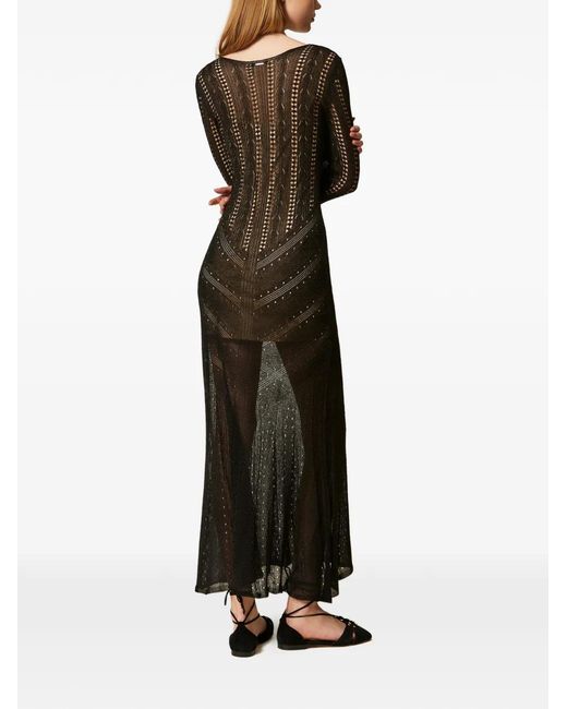 Twinset Black Lurex-Detail Maxi Dress