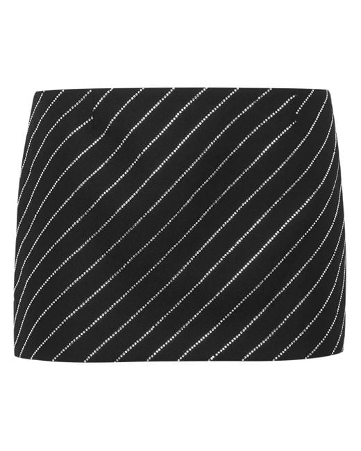 Philipp Plein Black Crystal-Embellished Pinstriped Mini Skirt