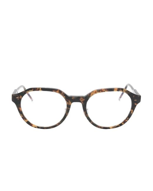 Thom Browne Brown Round-Frame Glasses