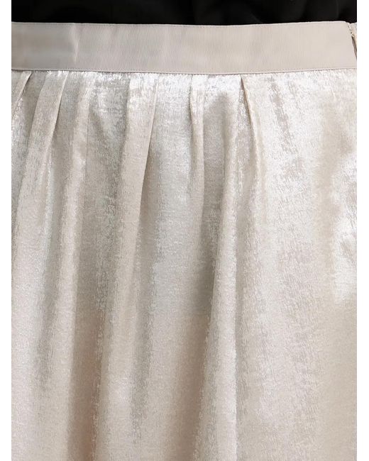 Ouí Natural Metallic-Effect Pleated Midi Skirt