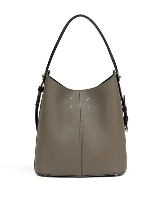 Maison Margiela Gray Dress-Age Dual-Strap Leather Shoulder Bag