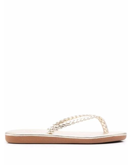 Ancient Greek Sandals White Plage Braided-Strap Flip-Flops