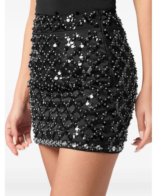 Philipp Plein Black Paillette-Embellished Mini Skirt