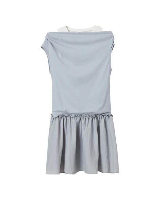B+ AB Gray Layered Ruffled Mini Dress
