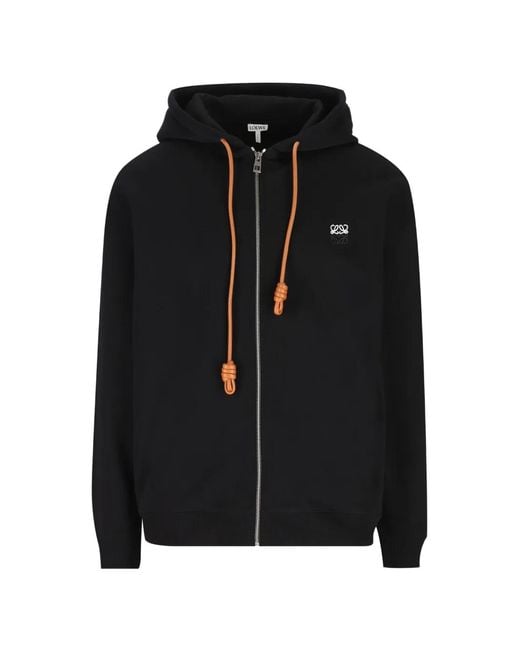 Loewe Black Anagram-Embroidered Zip-Up Hoodie for men