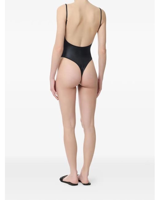 Elisabetta Franchi Black Swimsuit With Lettering Print