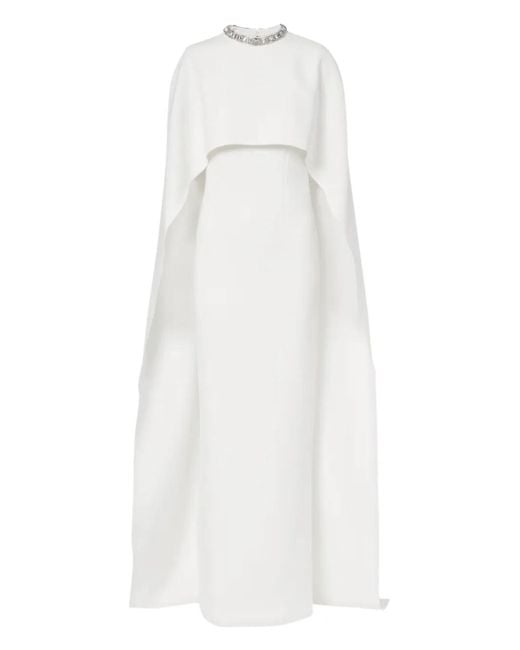 Roland Mouret White Crystal-Neck Maxi Dress